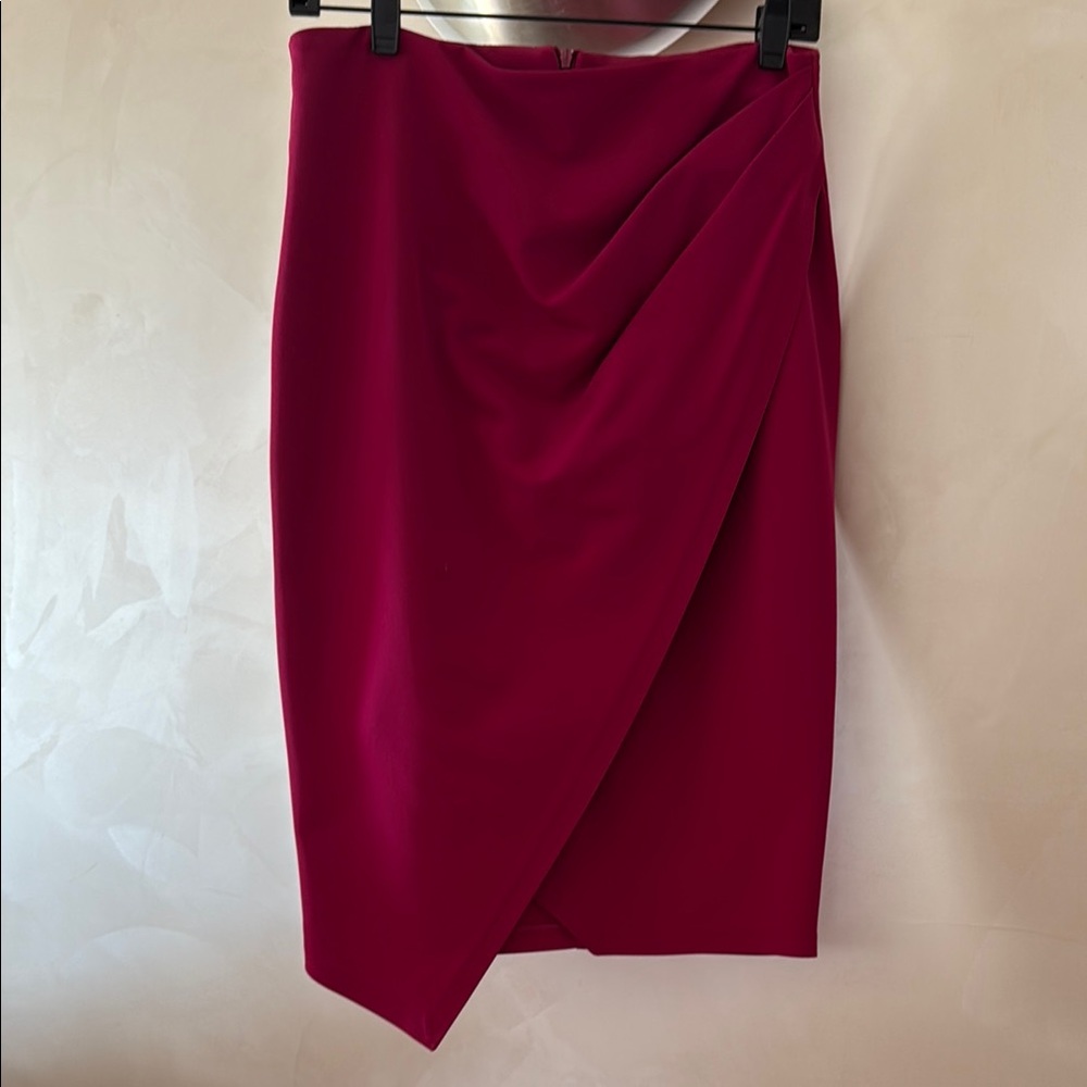 Pink Knee-Length Asymmetrical Wrap Skirt Cocktail